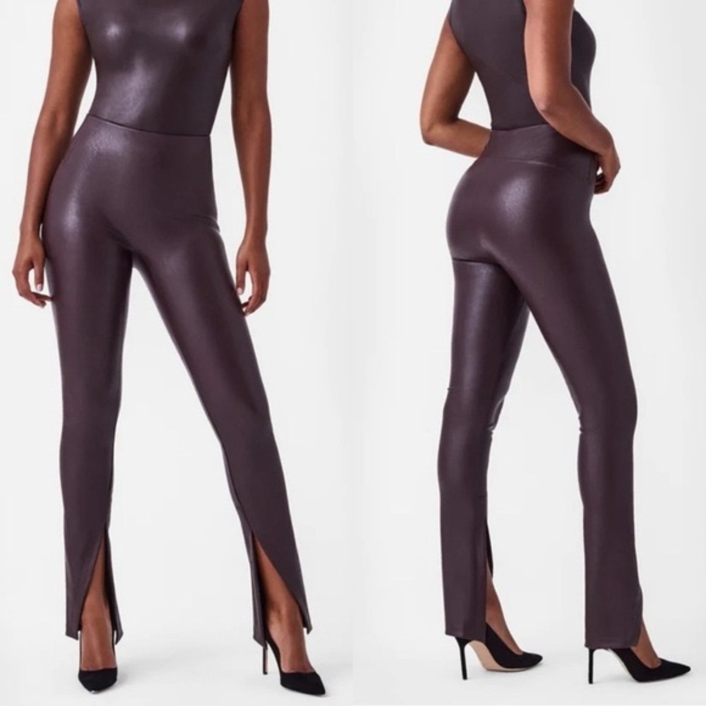 Spanx front slit faux leather pants